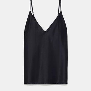 Zara Black Satin Camisole - M